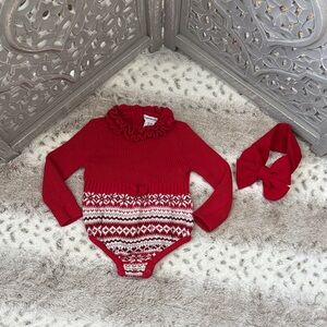 Cupcakes & Cashmere cable knit set baby girls 6-9 months Christmas holiday party